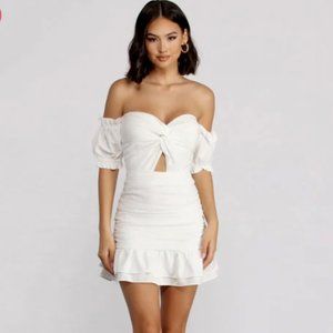 Off Shoulder Ruffle Mini Dress